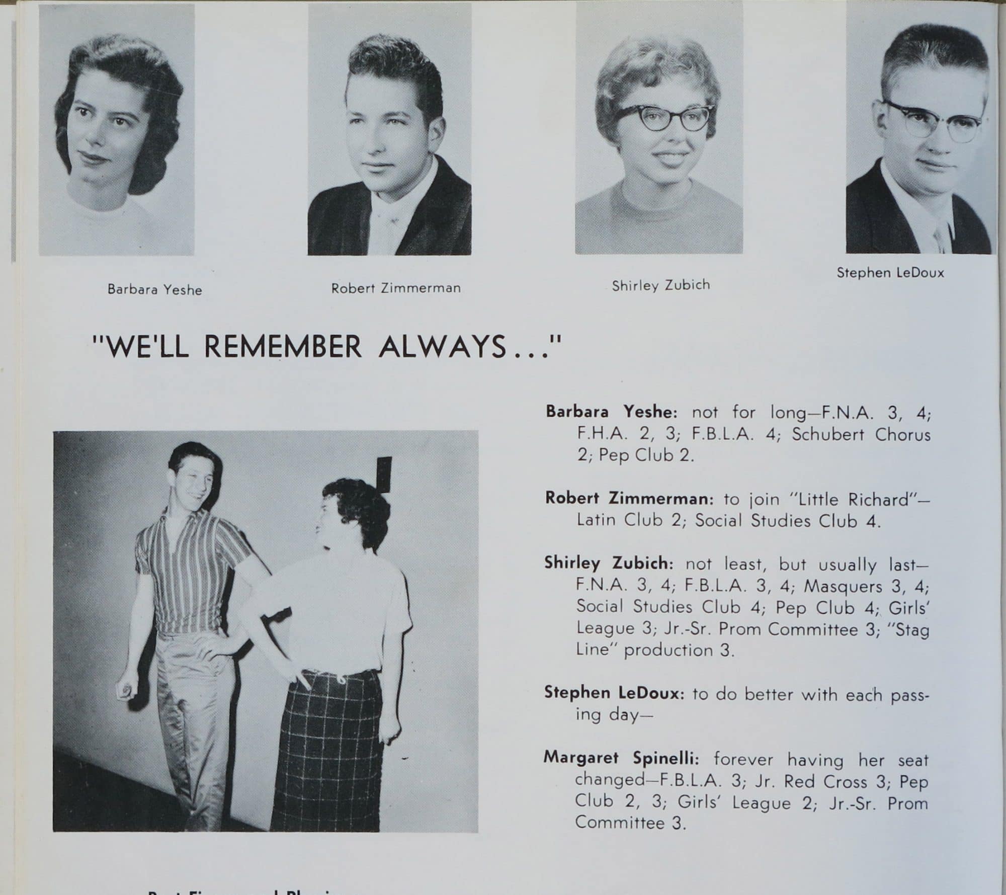 Bob Dylan yearbook photo